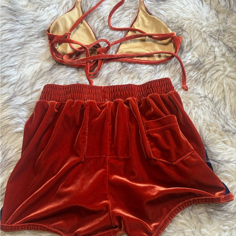 Aviator Nation Velour Shorts & matching bikini top - Picture 2 of 4
